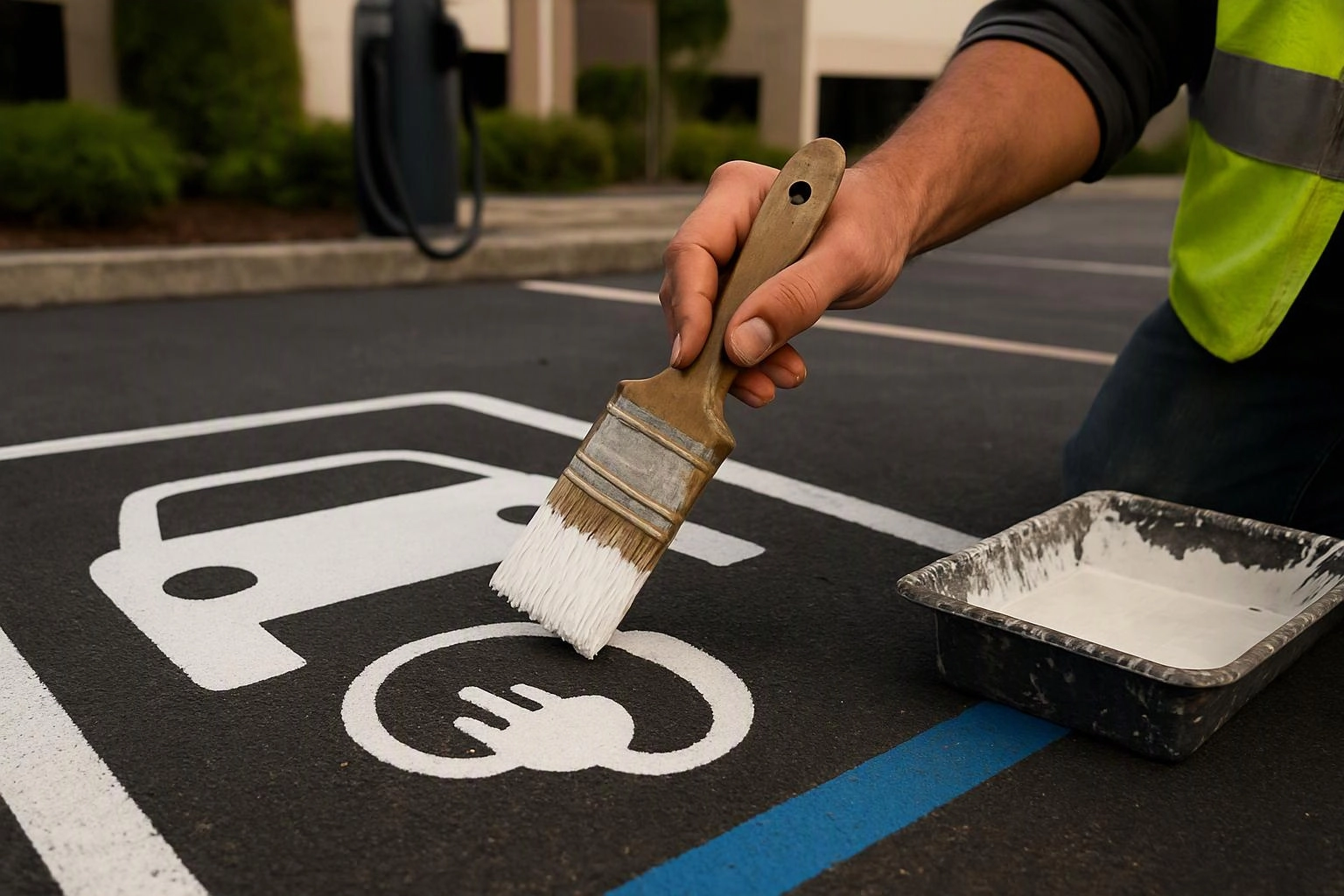 EV Charging Bay Striping and Wayfinding for Commercial Properties